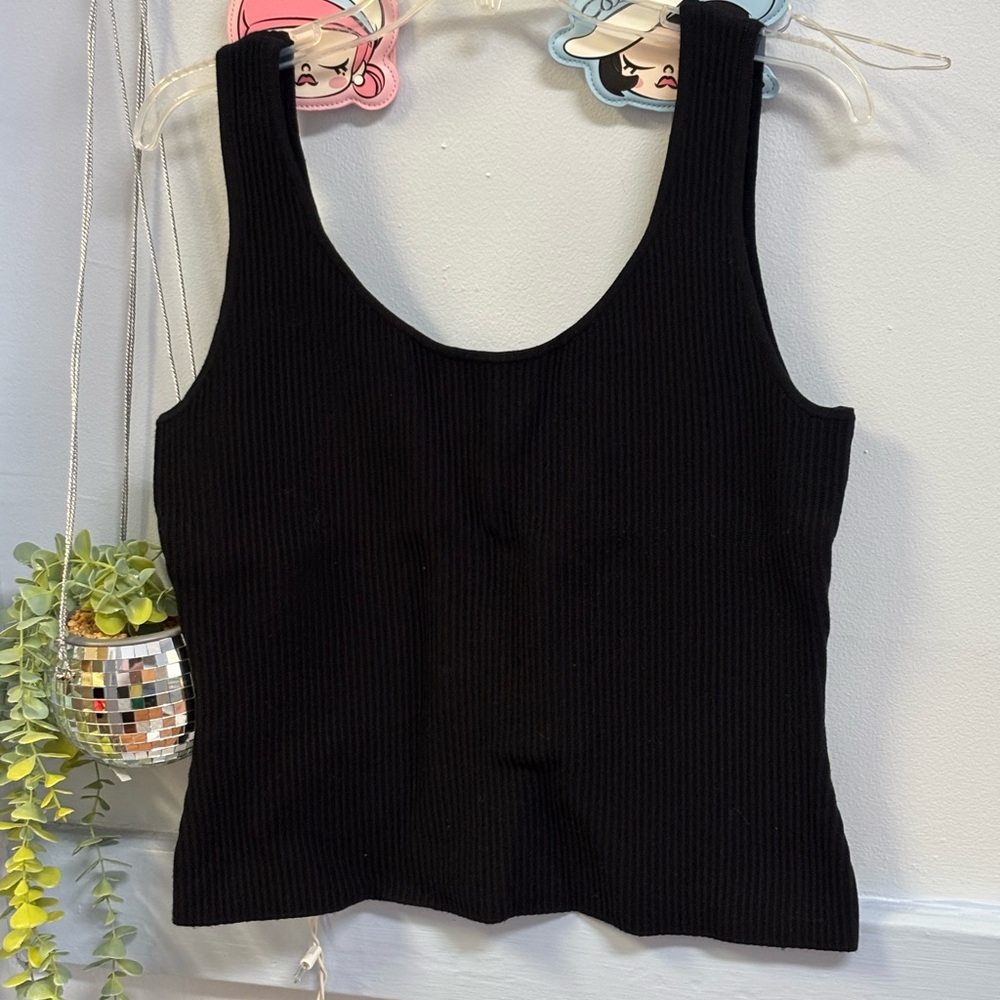 Aqua Elegant Black Ribbed Top (Bloomingdale’s)